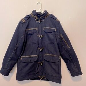 Sportier Jacket Mens Medium Navy Zip/Toggle Up Wool Blend Coat Pockets